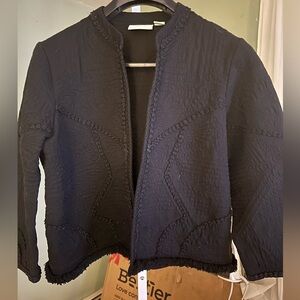Black Textured Open-Front Women's Jacket